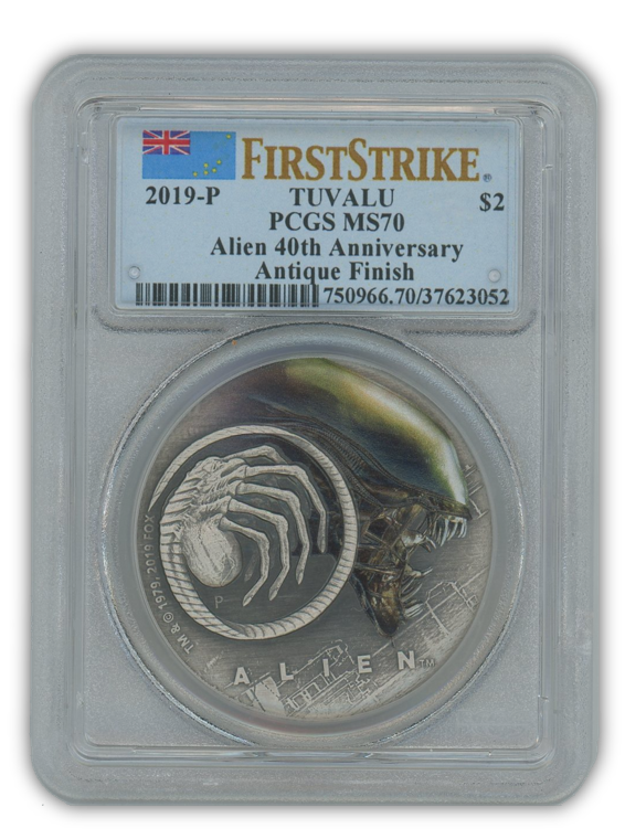 2019 $2 Alien 40th Anniversary 2 Oz Silver - PCGS MS70 First Strike