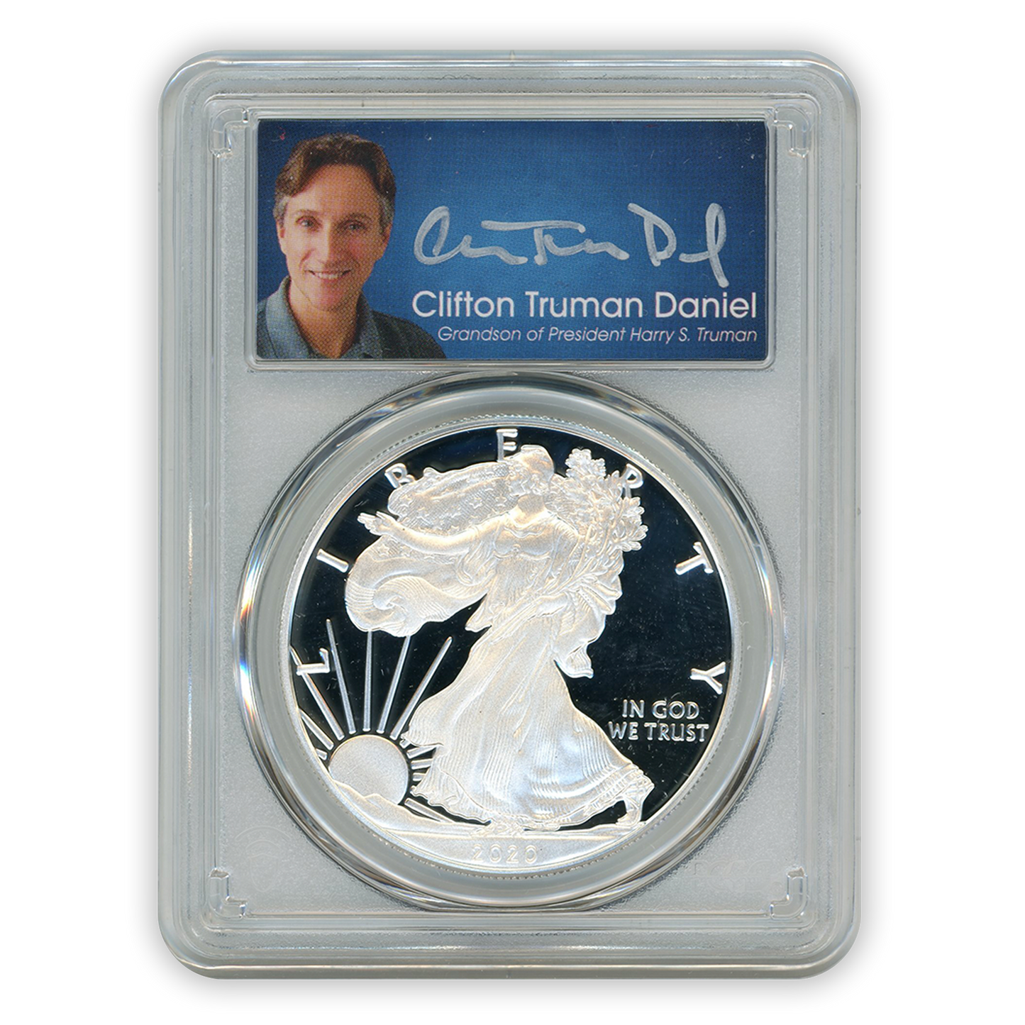 2020 S Silver Eagle San Francisco Proof - PCGS PR70 FDOI First Day of Issue - Truman Label - CoinsTV