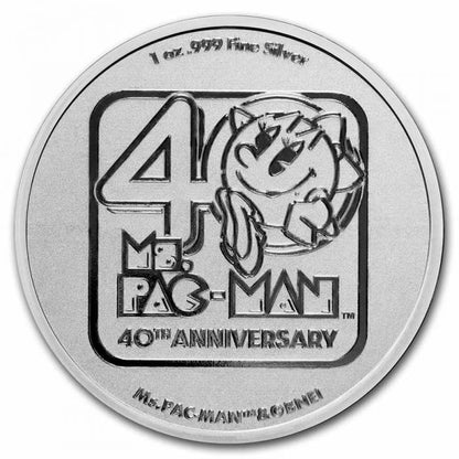 2021 Niue Ms. PAC-MAN - 40th Anniversary - 1 oz 999 Silver BU Coin