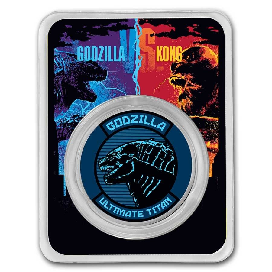 2021 Godzilla and Kong 2 pc Collection - Godzilla vs Kong Colorized 1 Oz Silver