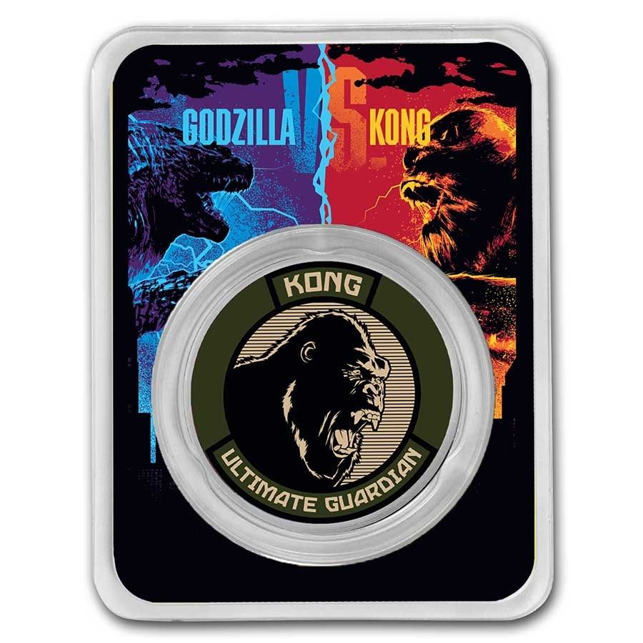 2021 Godzilla and Kong 2 pc Collection - Godzilla vs Kong Colorized 1 Oz Silver