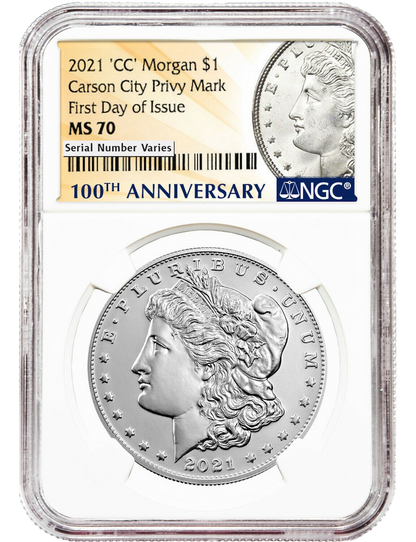 2021 CC Morgan Silver Dollar - Carson City NGC MS70 FDOI First Day of Issue