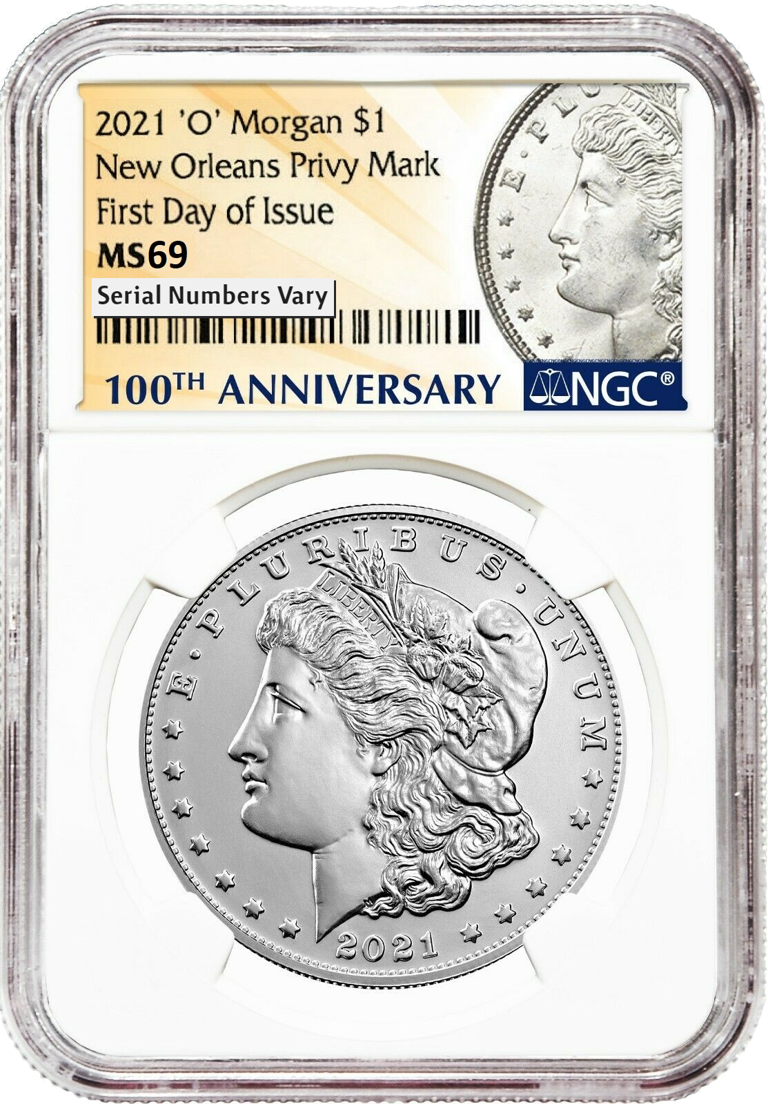 2021 Morgan Silver Dollar - New Orleans NGC MS69 First Day of Issue