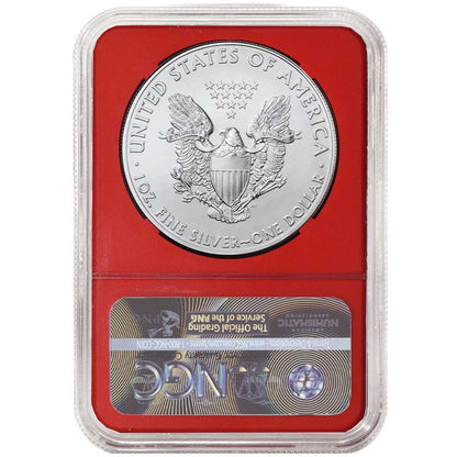 2021 Silver Eagle - Type 1 - NGC MS70 FDOI First Day of Issue Trump 3 pc Set - Red White & Blue Core - CoinsTV