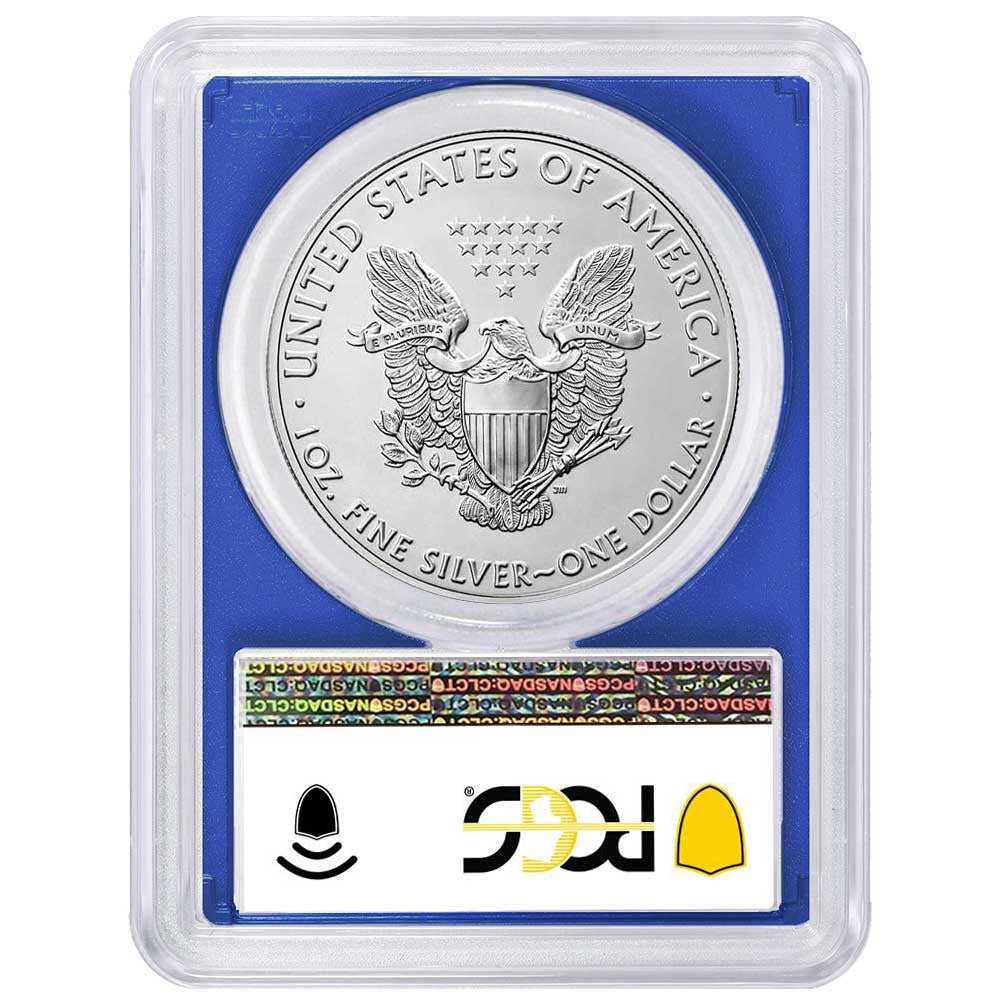 2021 Silver Eagle - Type 1 - PCGS MS70 FDOI First Day of Issue Biden Label Obverse - Blue Core