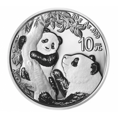 2021 China Panda 30 gram 999 - Silver Coin BU