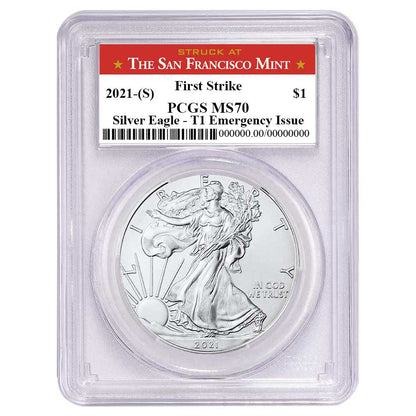 2021 (S) Silver Eagle - Business Strike - Type 1 Emergency Production - PCGS MS70 FS First Strike San Francisco Label