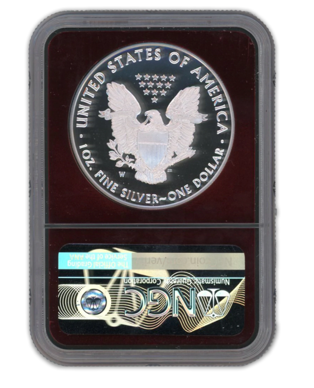 2021-W Silver Eagle - First Day of Issue - Ultra Cameo NGC PF70 Red Foil Core