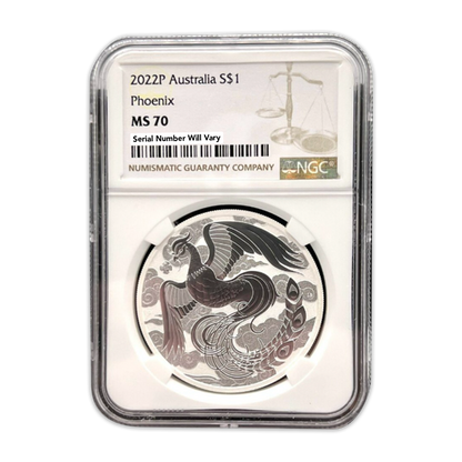 2022 P Australia Chinese Myths and Legends - Phoenix 1oz  .9999 Silver - NGC MS70
