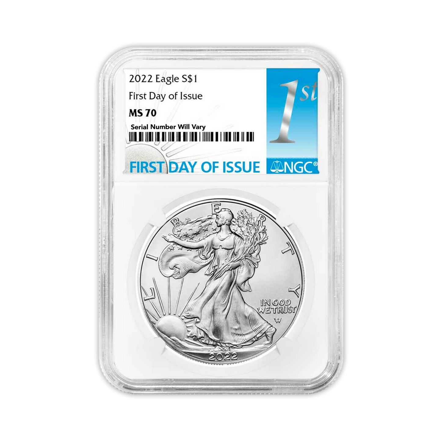 2022 Silver Eagle - Business Strike - Type 2 - NGC MS70 First Day of Issue Label