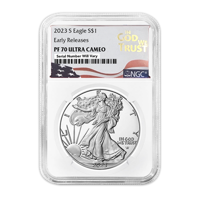2023 S Silver Eagle - Early Release In God We Trust Label - NGC PF70 Ultra Cameo