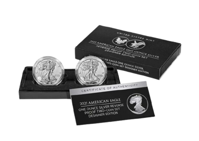 2021 American Eagle Silver Reverse Proof - Designer Edition 2 pc Set - OGP
