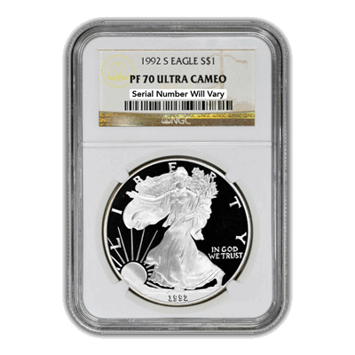1992 Silver Dollar Eagle - NGC PF70