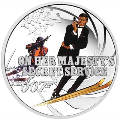 2021 James Bond On Her Majestys Secret Service Colored Coin 1/2 oz Silver Proof