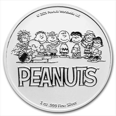 2021 Peanuts Sunset Surfing Snoopy - 1oz .999 Sliver Color Round