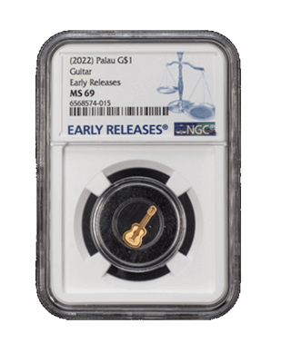 2022 Palau Guitar Gold Dollar - Early Releases - NGC MS69