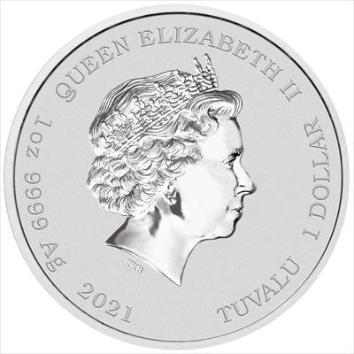 2021 Tuvalu John Wayne -  1 oz  .9999 Silver Coin BU