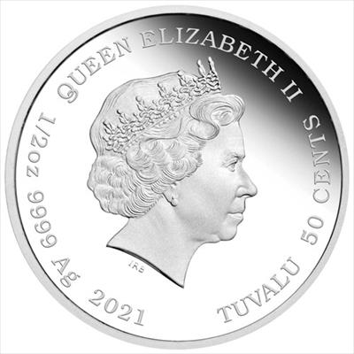 2021 James Bond On Her Majestys Secret Service Colored Coin 1/2 oz Silver Proof