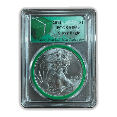 2014 American Silver Eagle - Business Strike - PCGS MS69 Monster Box Label - CoinsTV