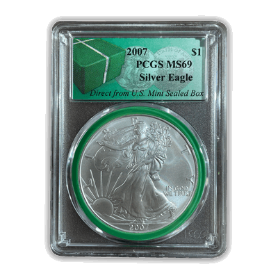 2007 American Silver Eagle - Business Strike - PCGS MS69 Monster Box Label
