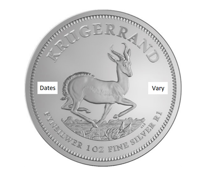 1 oz South African Krugerrand Silver Coin (Dates Vary)