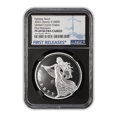 2022 Liberty 1000 Satoshi Silver United Crypto States NGC PF69 Ultra Cameo