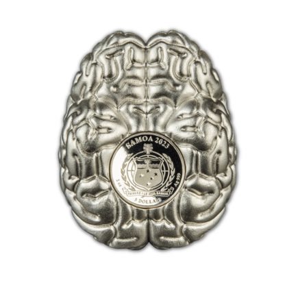 2023 Samoa Brain 2 oz Silver 3D Proof