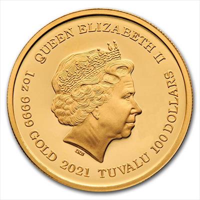 2021 Tuvalu Gold Laughing Buddha - 1 oz Gold Proof & Jade Inlay