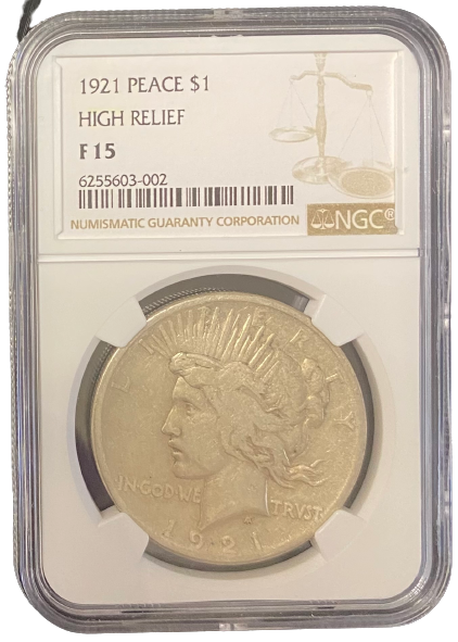 1921 Peace Silver Dollar - High Relief - NGC F15 - CoinsTV