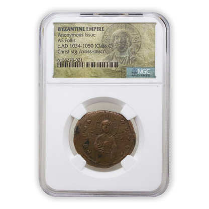 Dark Ages Byzantine Bronze Folles with Bust of Christ - NGC Certified