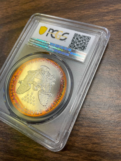 1989 Silver Eagle - Business Strike - PCGS MS68 - Vivid Rainbow Toned
