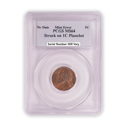 Jefferson Nickel Struck on Lincoln Cent - PCGS MS64