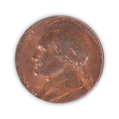 Jefferson Nickel Struck on Lincoln Cent - PCGS MS64
