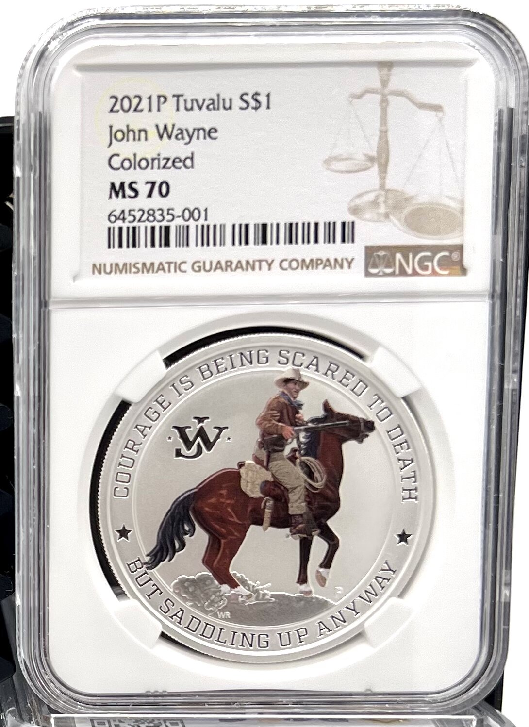 2021 Tuvalu John Wayne Colorized 1 oz Silver Coin NGC MS70