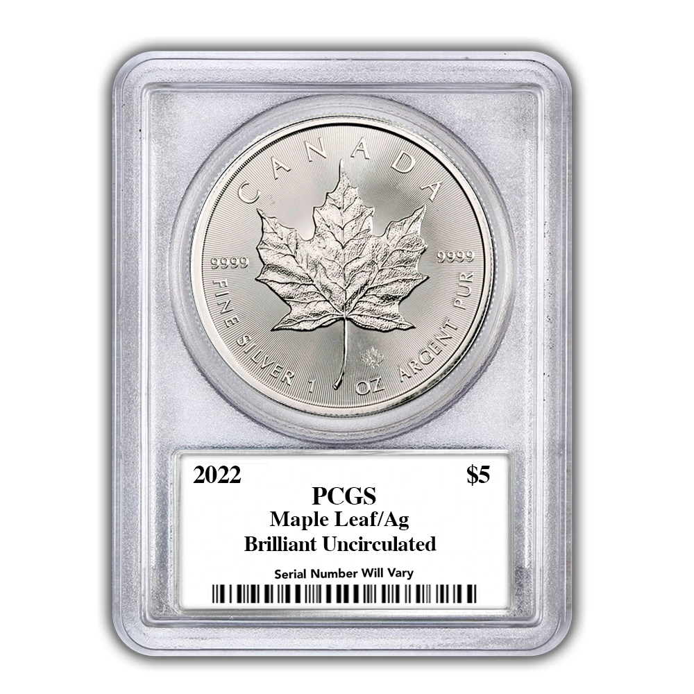 2022 Maple Leaf 1 oz Silver - PCGS Queen Elizabeth Memoriam Label - CoinsTV