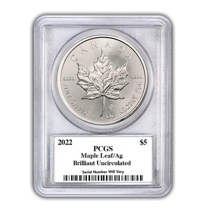 2022 Maple Leaf 1 oz Silver - PCGS Queen Elizabeth Memoriam Label - CoinsTV