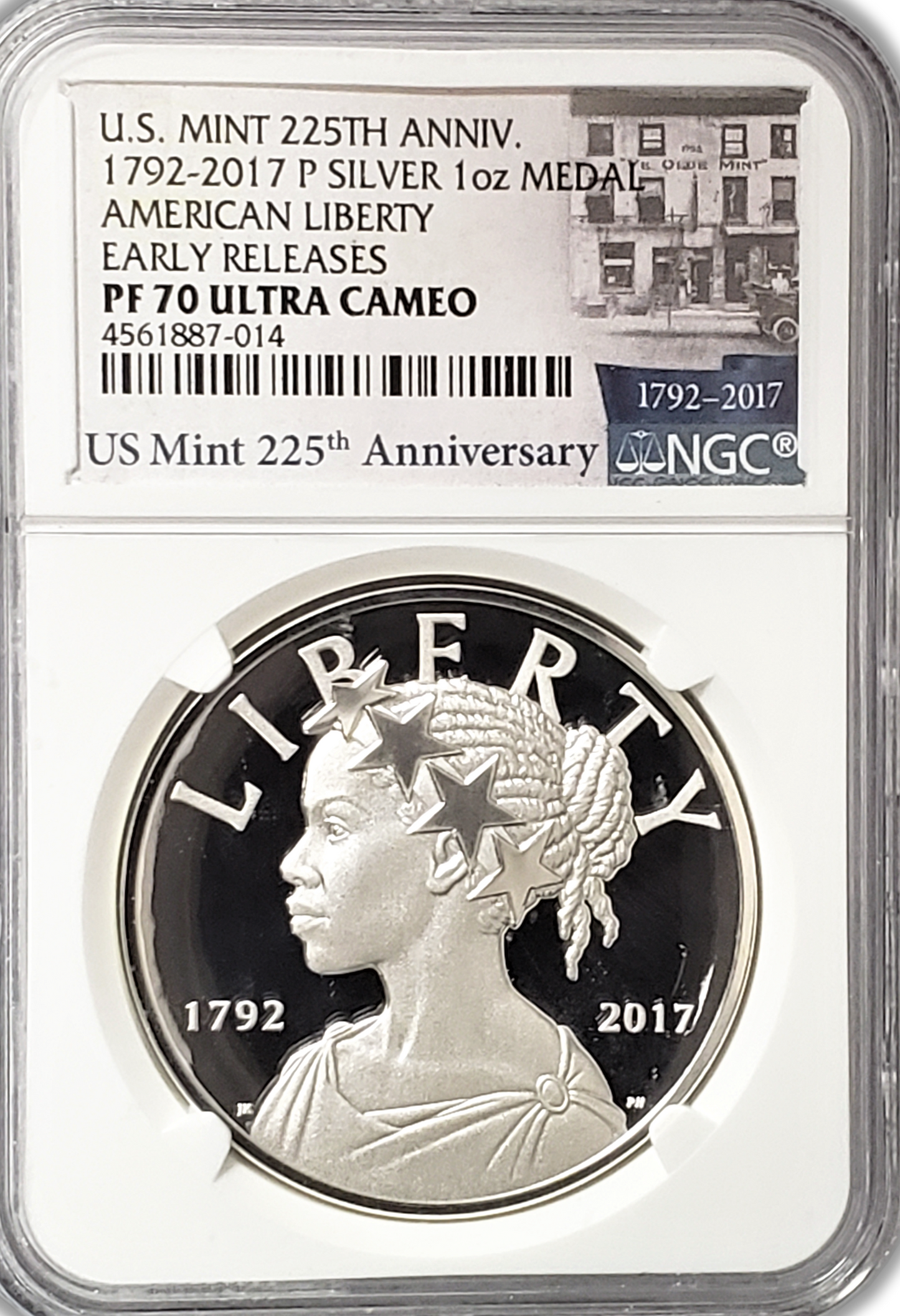 2017 P 1oz Silver Medal Early Release  NGC PF70 Ultra Cameo US Mint 225th