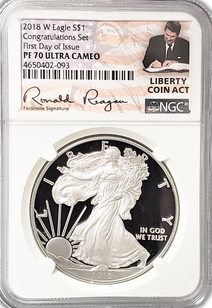2018 W Proof - Ultra Cameo - First Day of Issue - NGC PF70UCAM - Ronald Reagan
