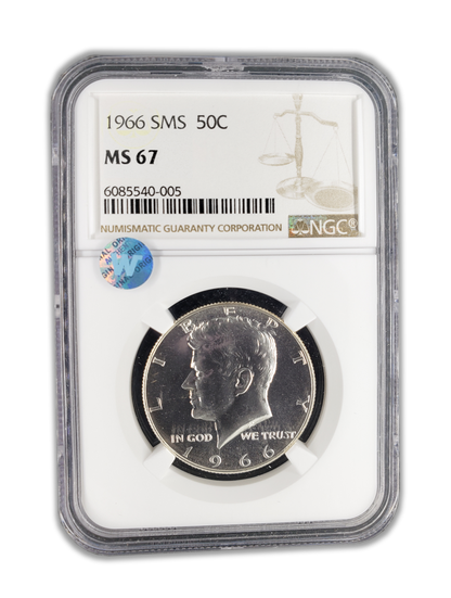1966 Kennedy Half Dollar - Special Mint Set - NGC MS67 Sight White