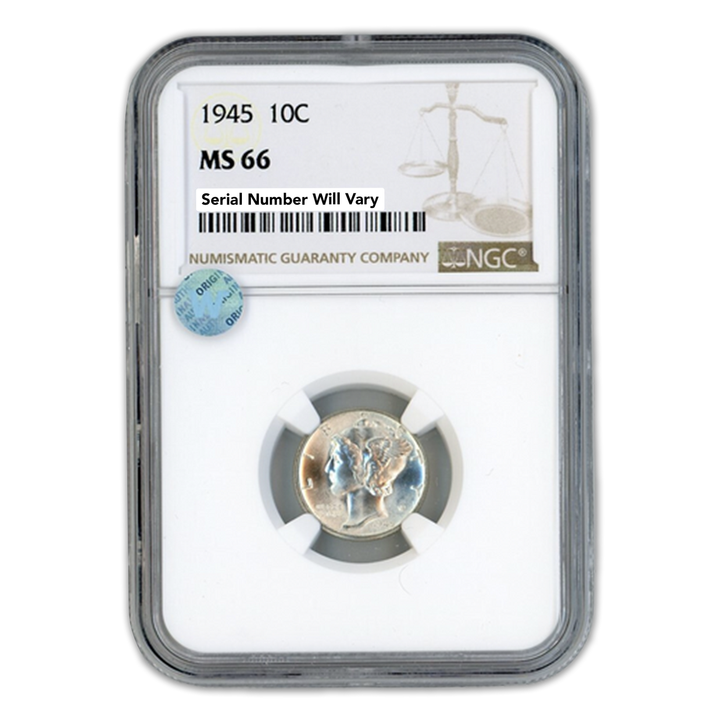 1945 Mercury Dime - NGC MS66 Sight White