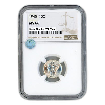 1945 Mercury Dime - NGC MS66 Sight White