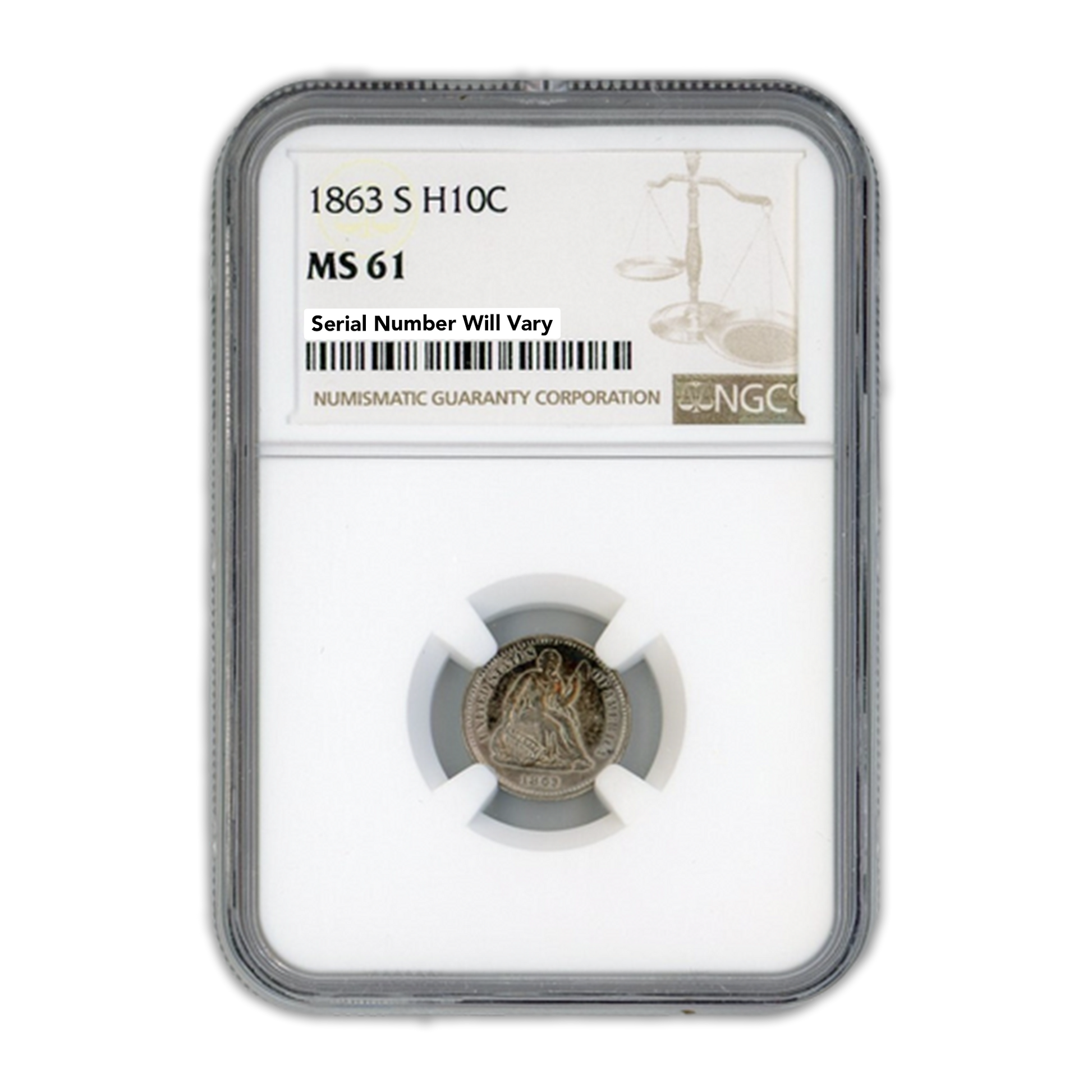 1863-S Seated Liberty Half Dime - San Francisco - NGC MS61 - CoinsTV