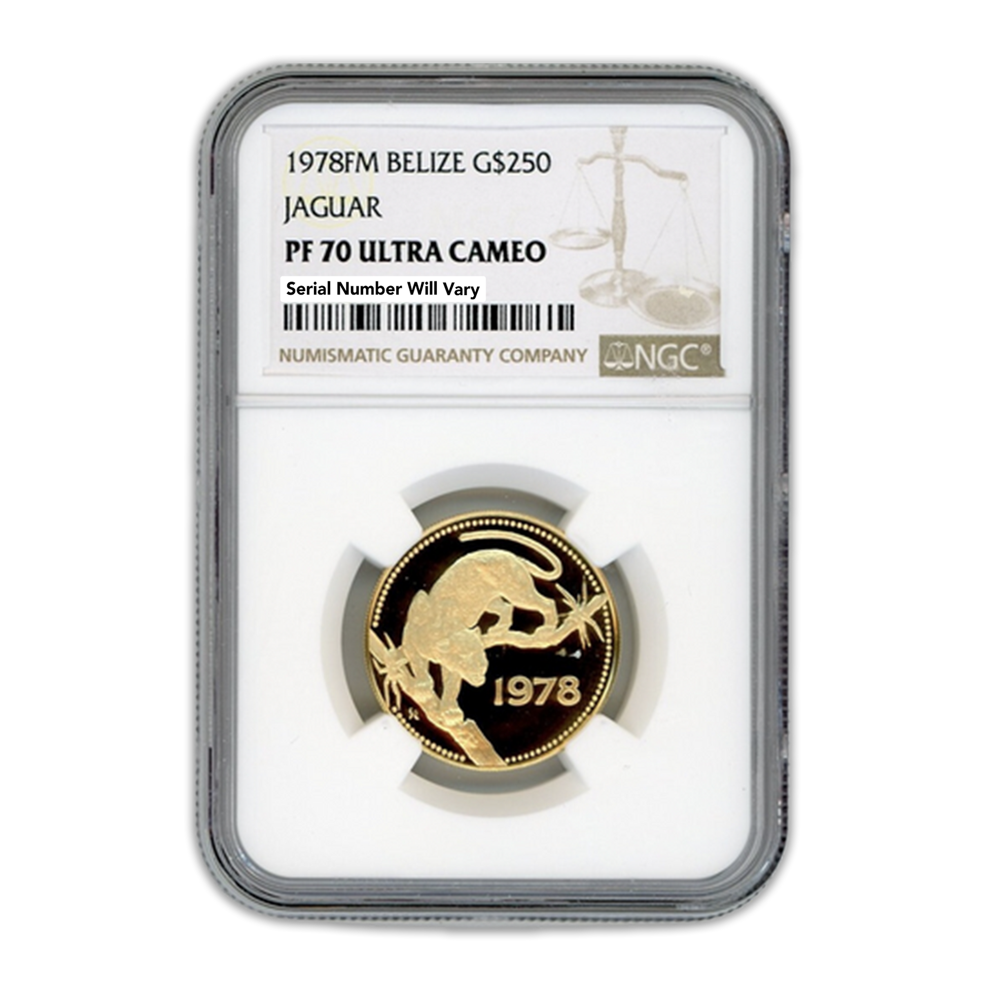 1978FM $250 Belize Jaguar Gold - NGC PF70 Ultra Cameo - CoinsTV