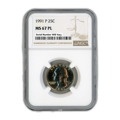 1991 P Washington Quarter Philadelphia - NGC MS67 PL Prooflike