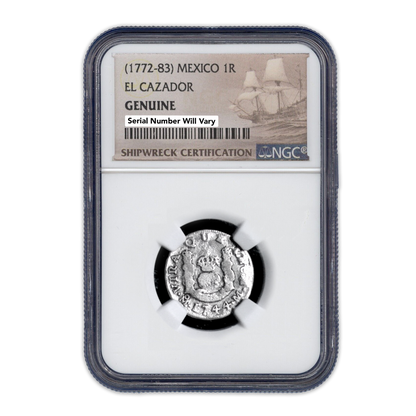 (1772-1783) Mexico 1R Silver El Cazador Shipwreck Coin Genuine