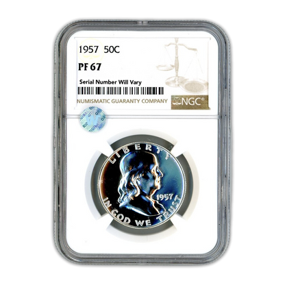 1957 Franklin Silver Half Dollar - NGC PF67 Sight White
