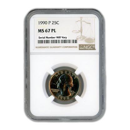 1990 Washington Quarter Philadelphia - NGC MS67 PL Prooflike