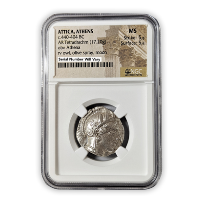 Athens Athena Owl Tetradrachm Ancient Silver Coin - NGC MS 5/5