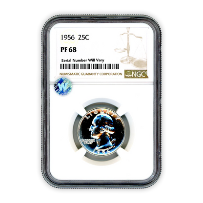 1956 Washington Silver Quarter Philadelphia - NGC - PF68 Sight White
