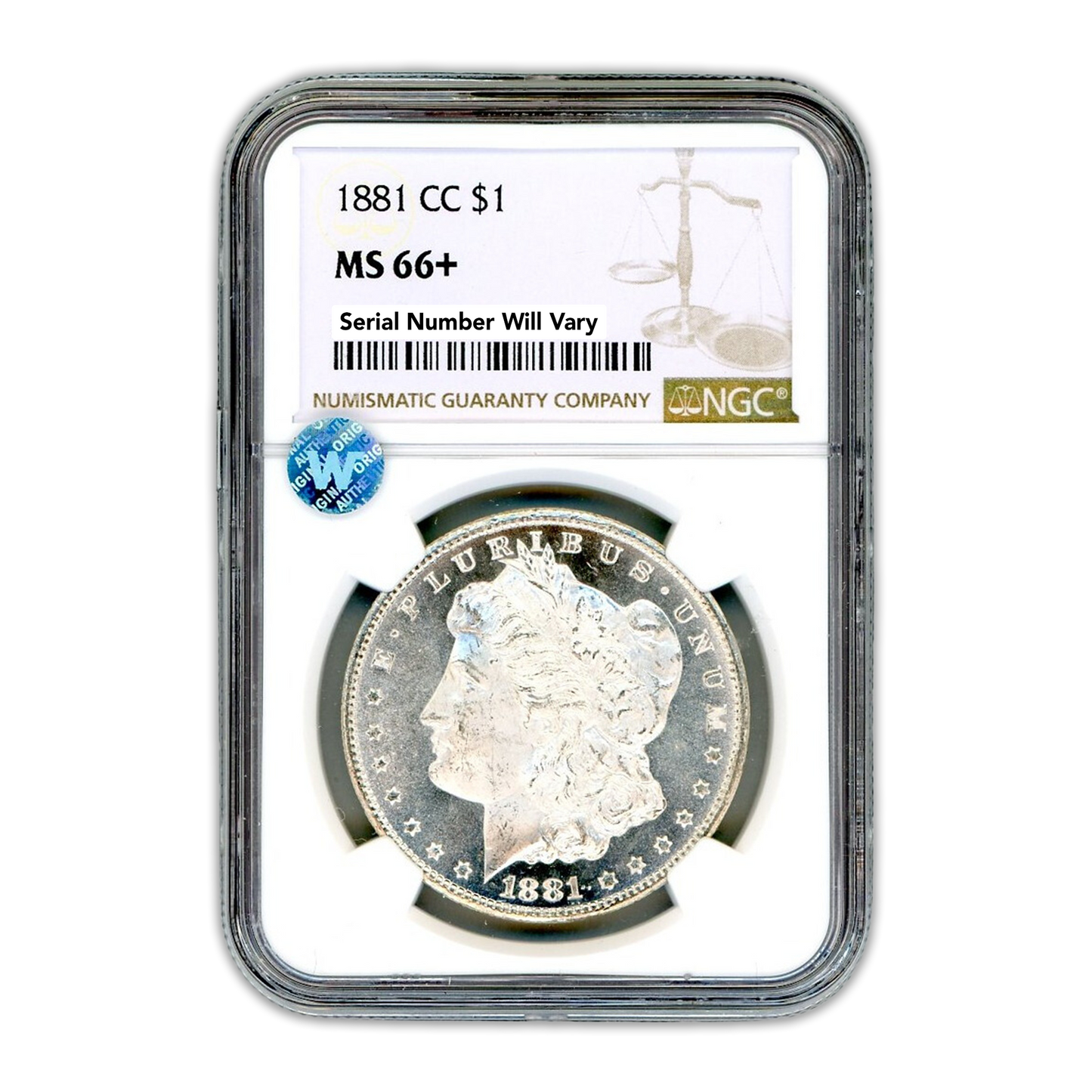 1881-CC Morgan Silver Dollar Carson City - MS66+ Sight White - CoinsTV